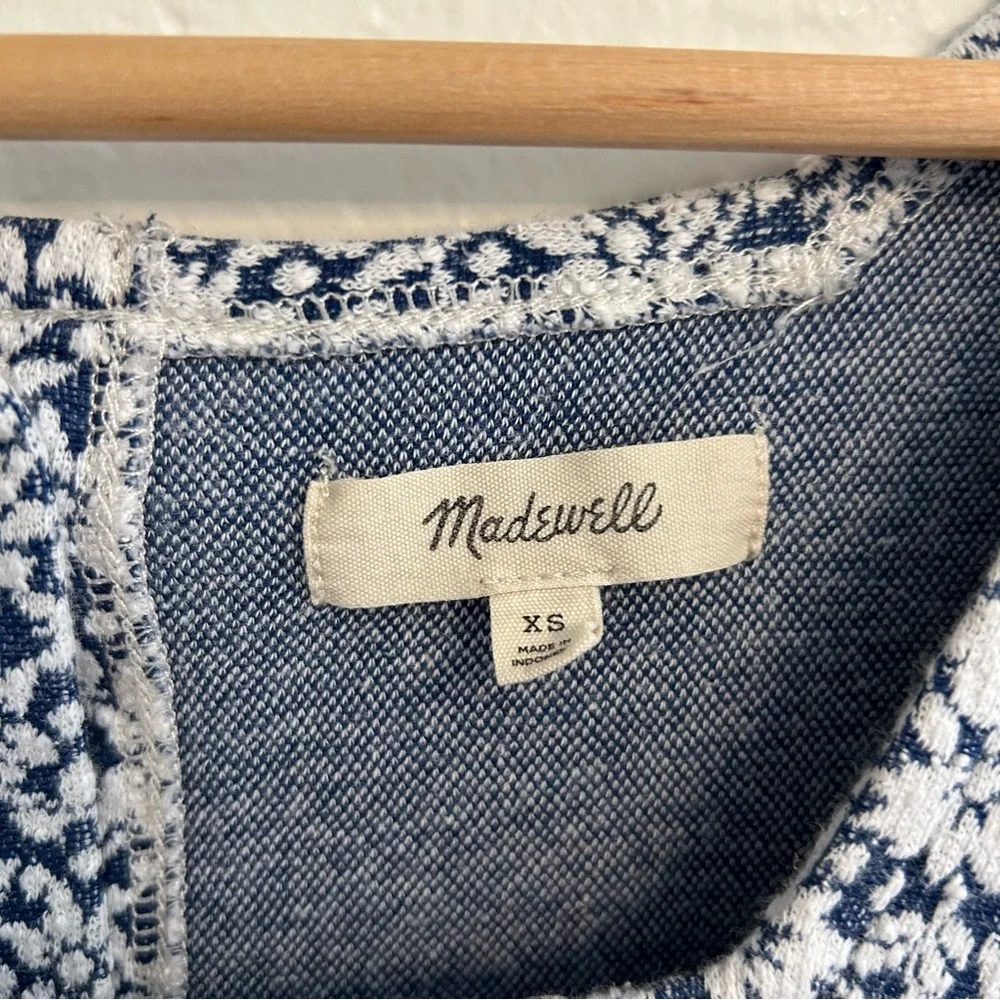Madewell Blue Floral Square Neck Button-Back Top Size‎ XS